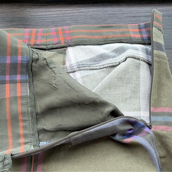 AKRIS PUNTO Women’s Size 12 Olive Plaid Side Zip Slim Fit Ankle Pants - Picture 6 of 12